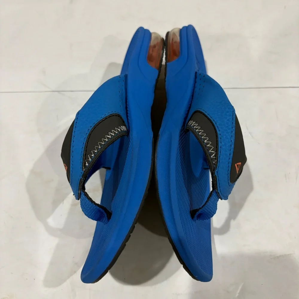 Reef Kids Fanning Blue Black Orange Athletic Flip Flop Sandals Size 4/5